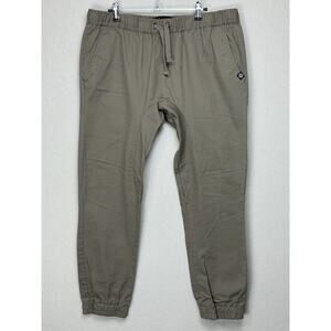 Akademics Men’s Khaki Large Jogger Style Pants Pockets Drawstring Cotton NWOT